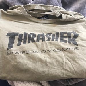 thrasher tee olive green